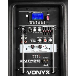 Vonyx SPJ-PA910 BAFLE MOVIL ACTIVO ABS 10" BT/UHF/USB/MP3
