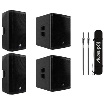 Kit 2 Audibax DSP12 Altavoz 12" + 2 Audibax DSP12s Subwoofer + Barras de distancia