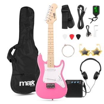 Max GigKit Junior Conjunto Guitarra Eléctrica Rosa 1/4